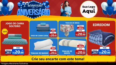 Modelo de TV para TV Horizontal com o tema Promoção de Aniversário para Cama, Mesa e Banho