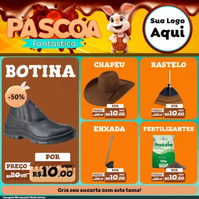 Modelo de Rede Social para Feed Facebook com o tema Páscoa Fantástica para Agropecuária