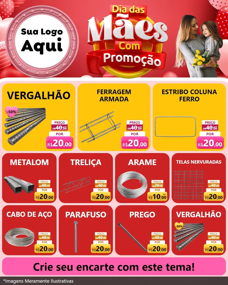 Modelo de Rede Social para Feed Instagram com o tema Dia Das Mães Com Promoção para Ferragens