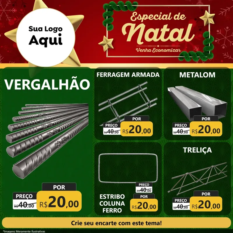 Modelo de Rede Social para Feed Facebook com o tema Especial de Natal para Ferragens