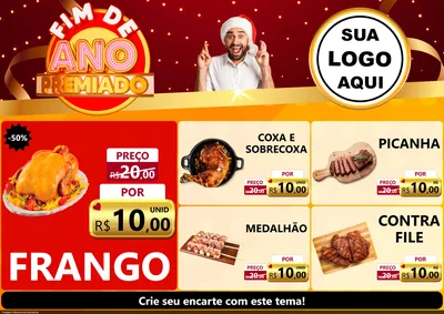 Modelo de Encarte para Encarte A4 Horizontal com o tema Fim de Ano Premiado para Assados