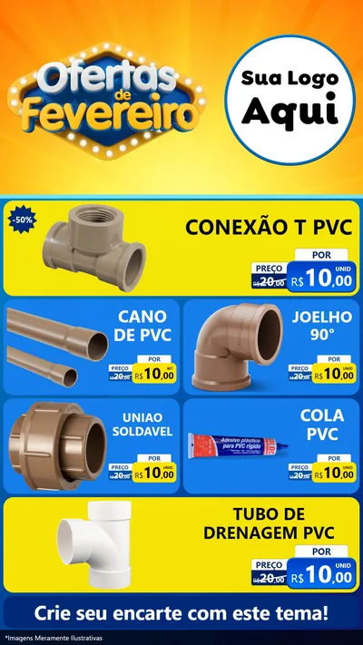 Modelo de TV para TV Vertical com o tema Ofertas de Fevereiro para Tubos e conexões