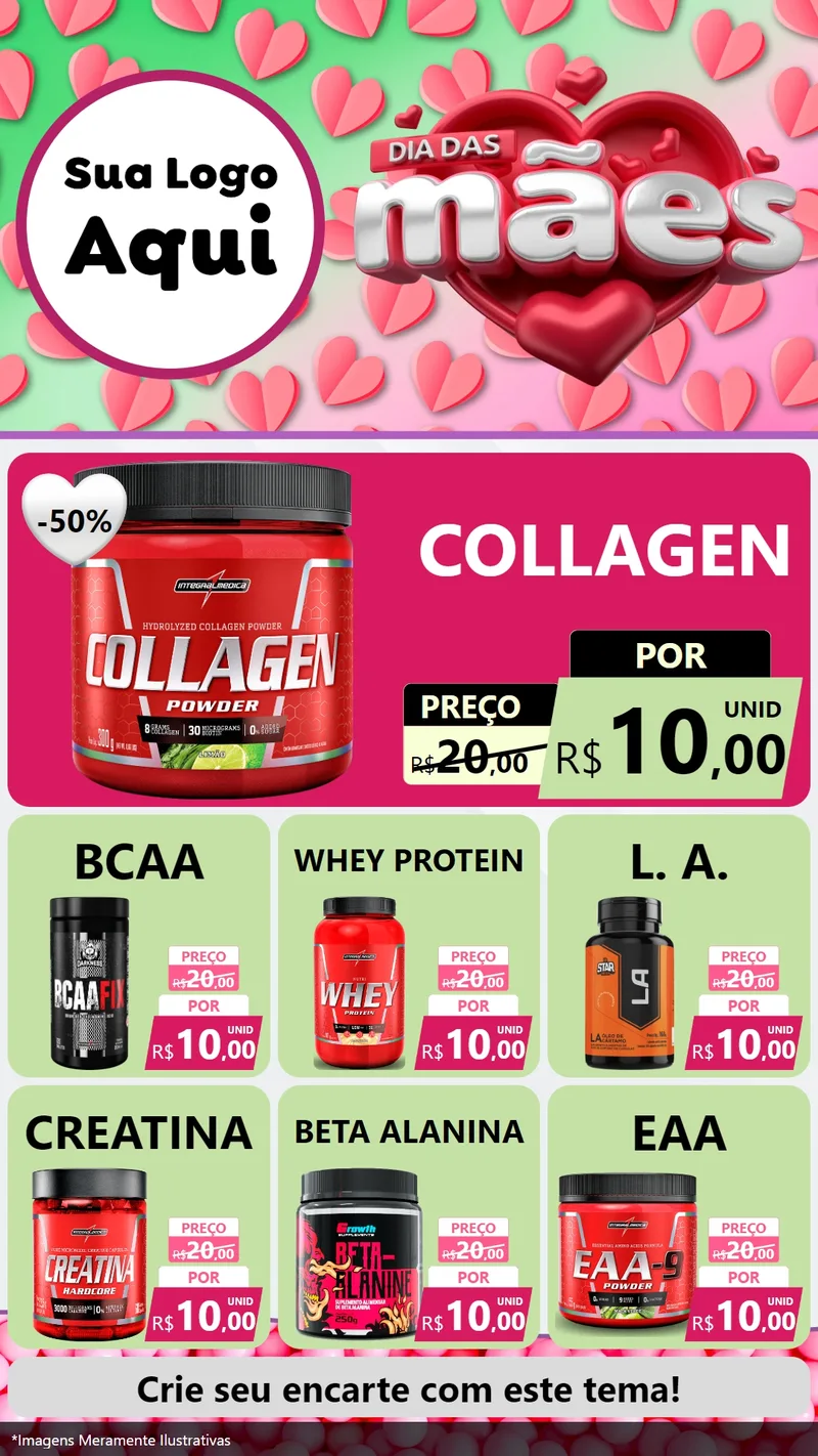 Modelo de Rede Social para Stories com o tema Dia das Mães para Suplementos alimentares