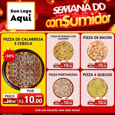Modelo de Rede Social para Feed Facebook com o tema Semana do Consumidor para Pizzaria