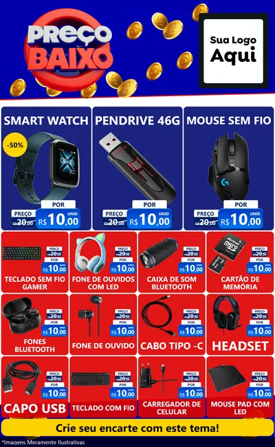 Modelo de Encarte para Encarte Grande com o tema Preço Baixo para Informática