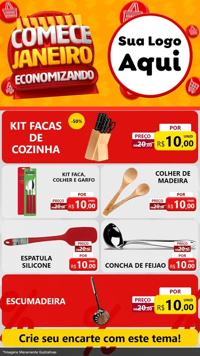 Modelo de TV para TV Vertical com o tema Comece Janeiro Economizando para Utilidades Domésticas