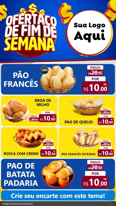 Modelo de TV para TV Vertical com o tema Ofertaço de Fim de Semana para Padaria