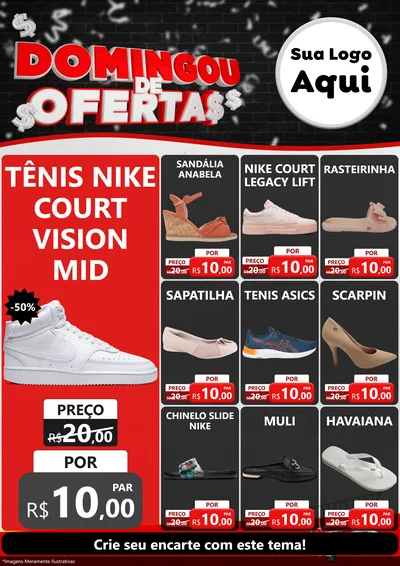 Modelo de Encarte para Encarte A4 Vertical com o tema Domingou de Ofertas para Calçados