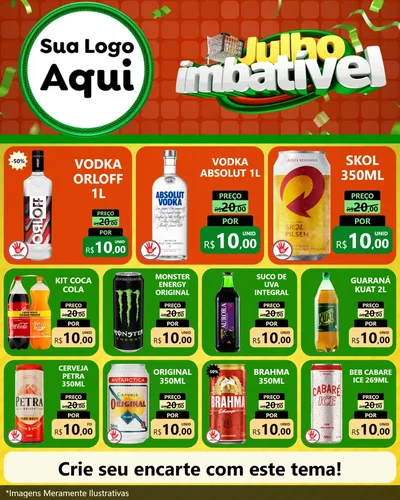 Modelo de Rede Social para Feed Instagram com o tema Julho Imbatível para Distribuidora de bebidas