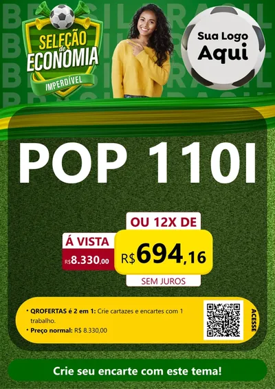 Modelo de Cartaz para Cartaz A4 Vertical com o tema Seleção de Economia - Copa para Concessionaria de Motos