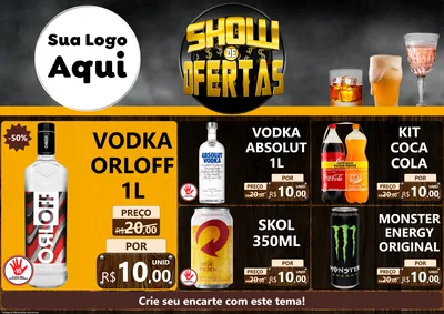 Modelo de Encarte para Encarte A4 Horizontal com o tema Show de Ofertas - Bebidas para Distribuidora de bebidas