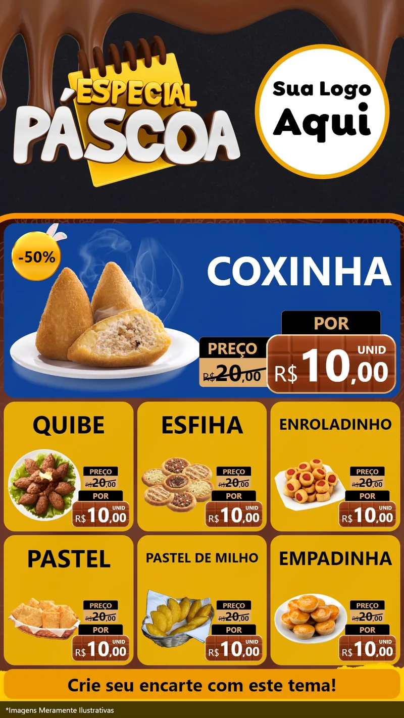 Modelo de Rede Social para Stories com o tema Especial Páscoa para Salgadaria