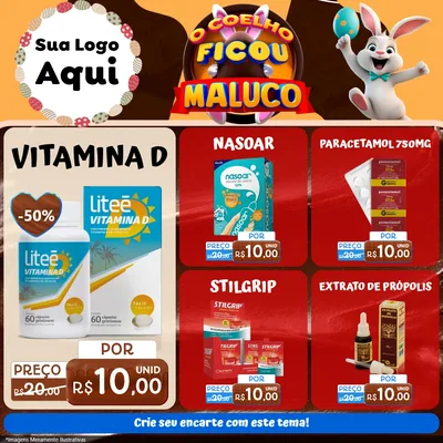 Modelo de Rede Social para Feed Facebook com o tema O Coelho Ficou Maluco - Páscoa para Farmácia