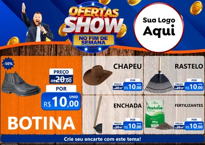 Modelo de Encarte para Encarte A4 Horizontal com o tema Ofertas Show No Fim De Semana para Agropecuária