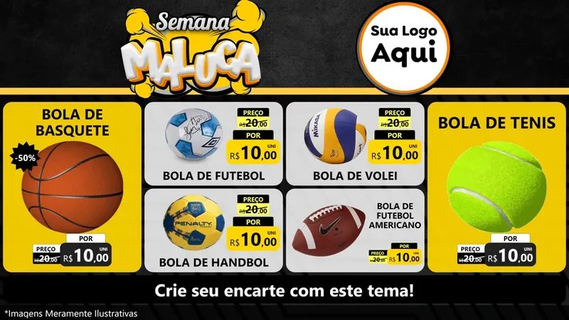 Modelo de TV para TV Horizontal com o tema Semana Maluca para Artigos Esportivos