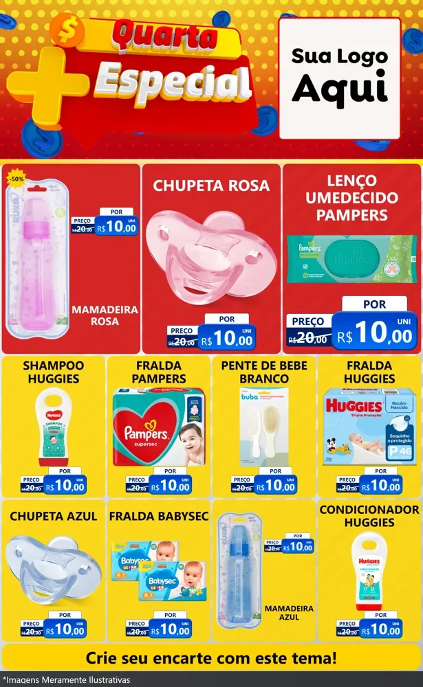 Modelo de Encarte para Encarte Grande com o tema Quarta Mais Especial para Bebês