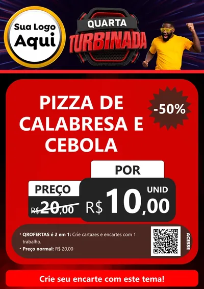 Modelo de Cartaz para Cartaz A4 Vertical com o tema Quarta Turbinada para Pizzaria