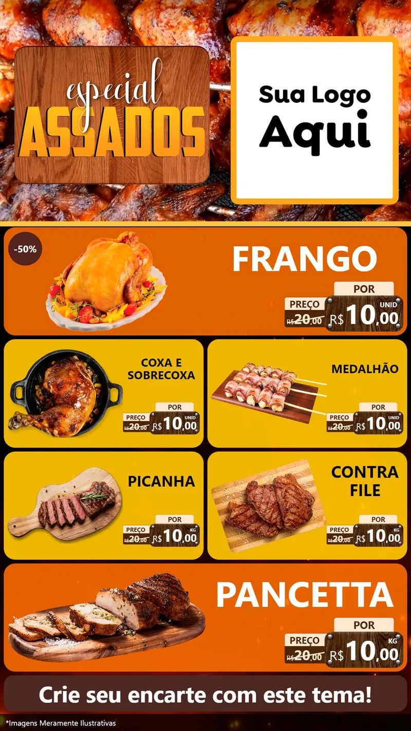 Modelo de TV para TV Vertical com o tema Especial Assados para Assados