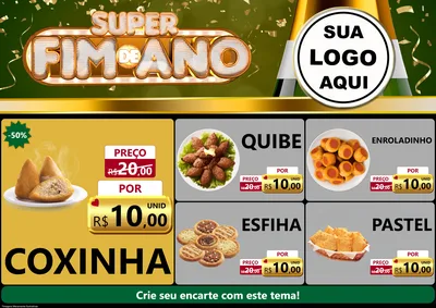 Modelo de Encarte para Encarte A4 Horizontal com o tema Super Fim de Ano para Salgadaria