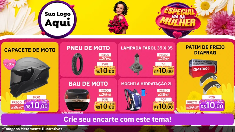 Modelo de TV para TV Horizontal com o tema Especial Dia da Mulher para Moto peças