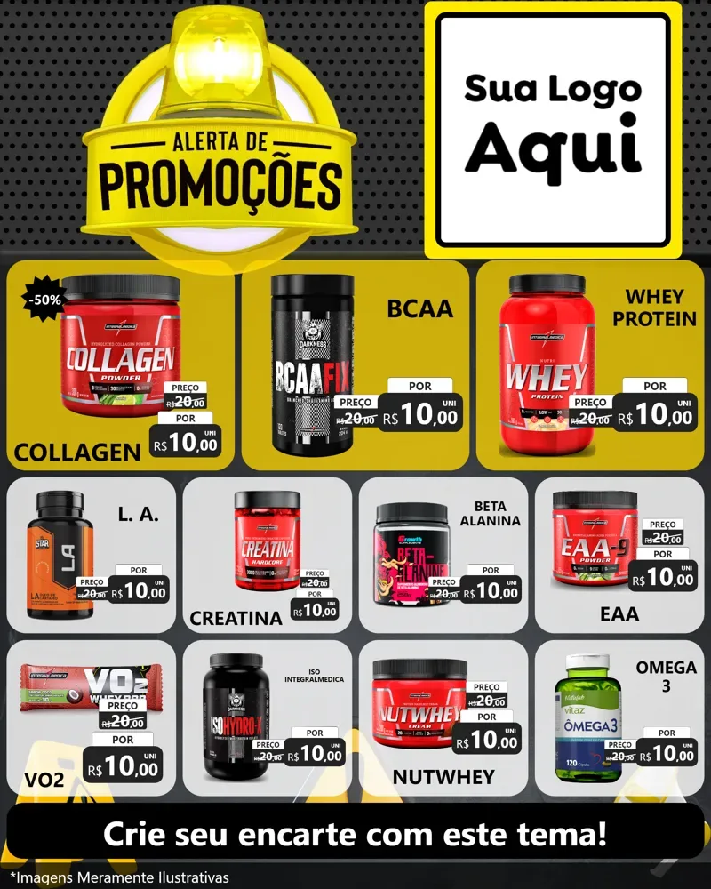 Modelo de Rede Social para Feed Instagram com o tema Alerta de Promoções para Suplementos alimentares