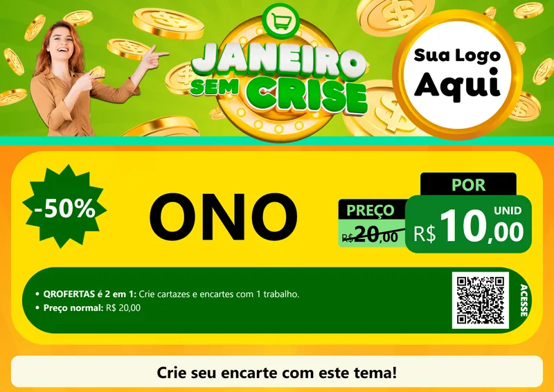 Modelo de Cartaz para Cartaz A4 Horizontal com o tema Janeiro Sem Crise para Óticas