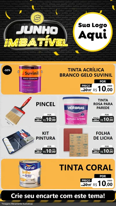 Modelo de TV para TV Vertical com o tema Junho Imbatível para Tintas e Ferramentas