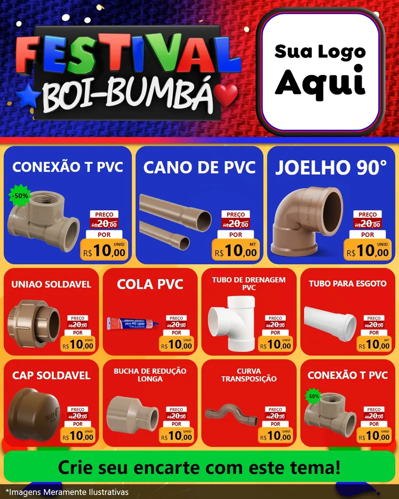 Modelo de Rede Social para Feed Instagram com o tema Festival Boi-Bumbá para Tubos e conexões