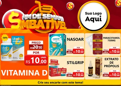Modelo de Encarte para Encarte A4 Horizontal com o tema Fim de Semana Imbatível para Farmácia