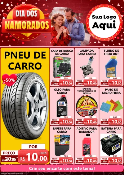 Modelo de Encarte para Encarte A4 Vertical com o tema Dia Dos Namorados para Auto peças