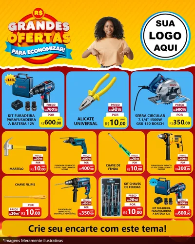 Modelo de Rede Social para Feed Instagram com o tema Grandes Ofertas Para Economizar! para Maquinas e Ferramentas
