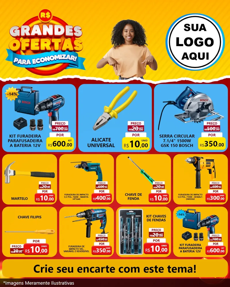 Modelo de Rede Social para Feed Instagram com o tema Grandes Ofertas Para Economizar! para Maquinas e Ferramentas