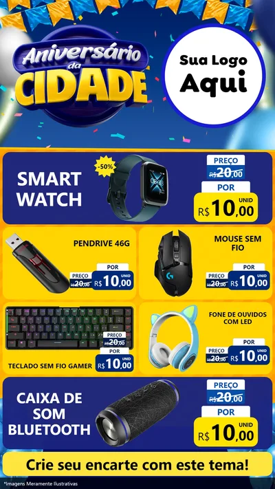 Modelo de TV para TV Vertical com o tema Aniversário da Cidade para Informática