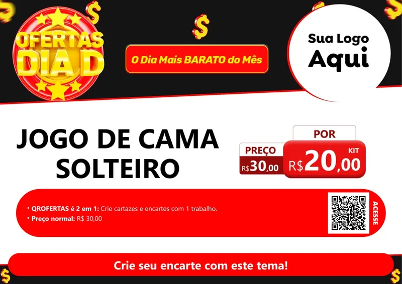 Modelo de Cartaz para Cartaz A4 Horizontal com o tema Dia D para Cama, Mesa e Banho