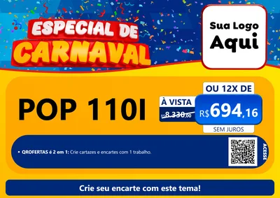 Modelo de Cartaz para Cartaz A4 Horizontal com o tema Especial de Carnaval para Concessionaria de Motos