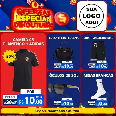 Modelo de Rede Social para Feed Facebook com o tema Ofertas Especiais de Outubro para Roupas e acessórios