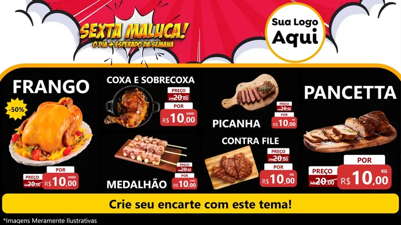 Modelo de TV para TV Horizontal com o tema Sexta Maluca! para Assados