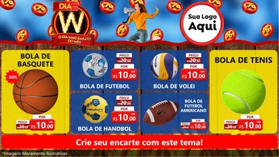 Modelo de TV para TV Horizontal com o tema Dia W - O Dia Mais Barato Do Mês para Artigos Esportivos