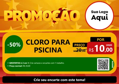 Modelo de Cartaz para Cartaz A4 Horizontal com o tema Promoção para Produtos para Piscina