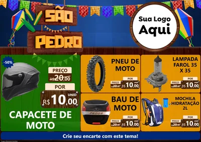 Modelo de Encarte para Encarte A4 Horizontal com o tema São Pedro para Moto peças