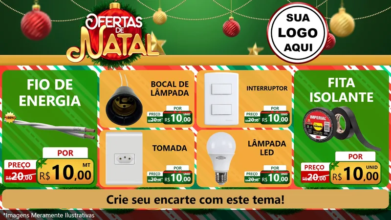 Modelo de TV para TV Horizontal com o tema Ofertas de Natal para Materiais Elétricos