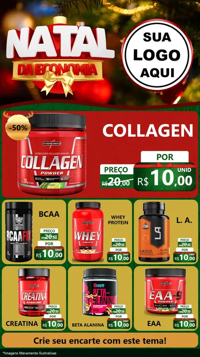 Modelo de Rede Social para Stories com o tema Natal da Economia para Suplementos alimentares