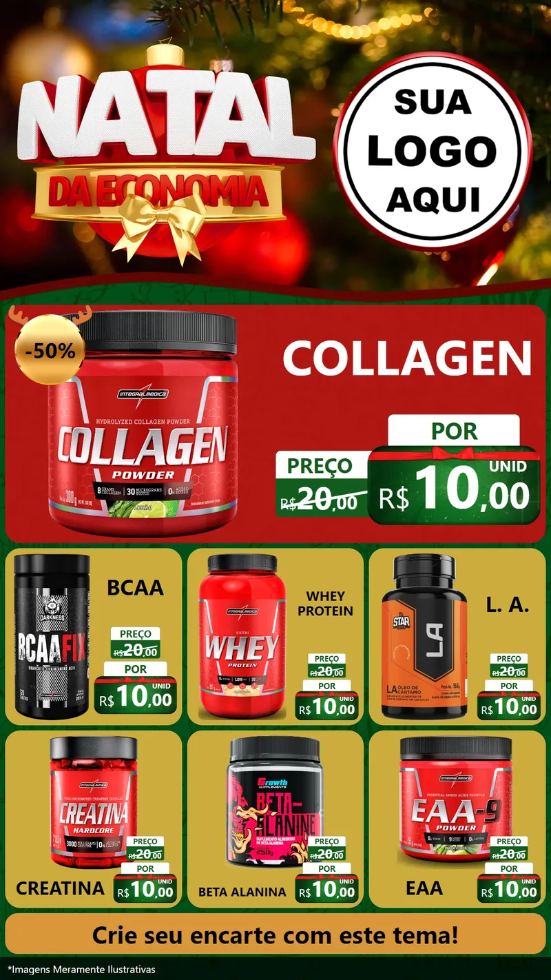 Modelo de Rede Social para Stories com o tema Natal da Economia para Suplementos alimentares