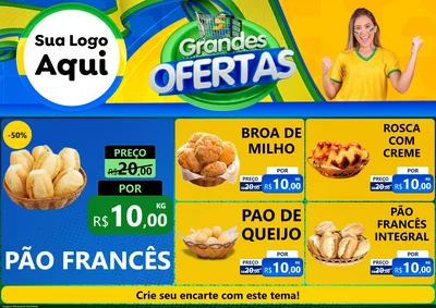 Modelo de Encarte para Encarte A4 Horizontal com o tema Grandes Ofertas para Padaria
