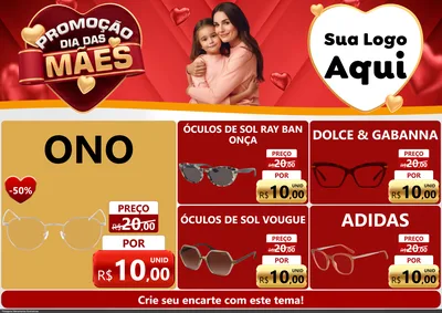 Modelo de Encarte para Encarte A4 Horizontal com o tema Promoção Dia das Mães para Óticas