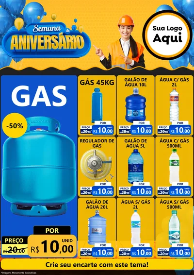 Modelo de Encarte para Encarte A4 Vertical com o tema Semana de Aniversário para Água e gás