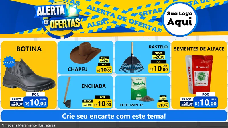 Modelo de TV para TV Horizontal com o tema Alerta de Ofertas para Agropecuária