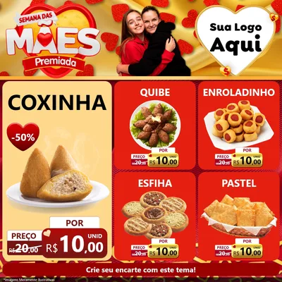 Modelo de Rede Social para Feed Facebook com o tema Semana das Mães Premiada para Salgadaria