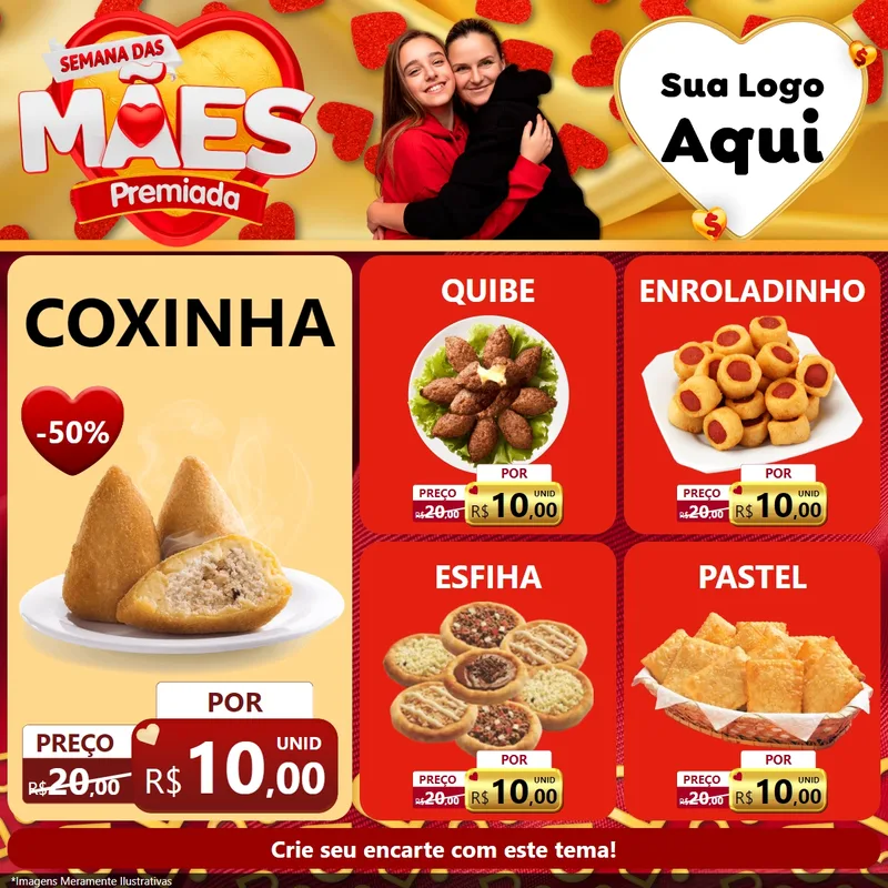 Modelo de Rede Social para Feed Facebook com o tema Semana das Mães Premiada para Salgadaria