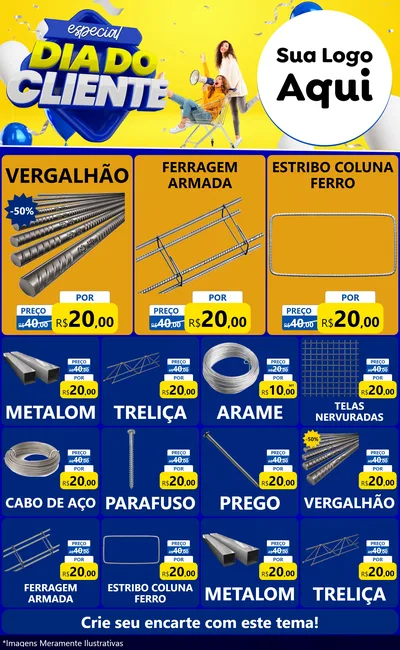 Modelo de Encarte para Encarte Grande com o tema Especial Dia do Cliente para Ferragens